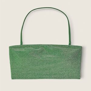 Sparkle Green Shimmer Bandeau Bikini Top halter size XL swim